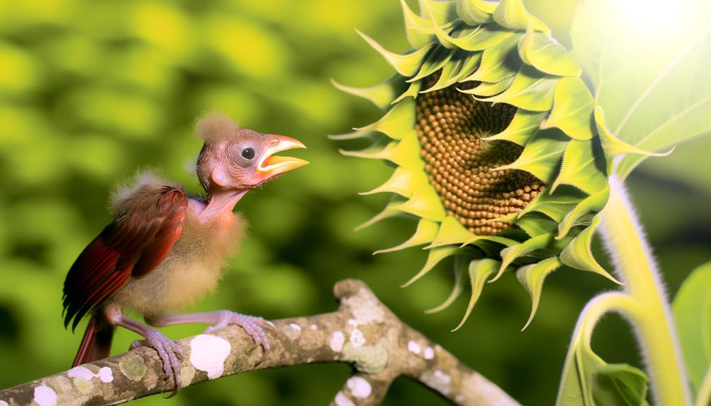 baby cardinals eat seeds