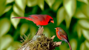 birds with red plumage