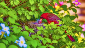 cardinal fathers feed offspring