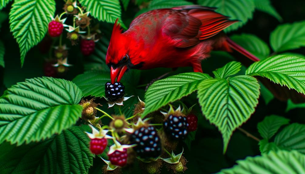 cardinals and black raspberries