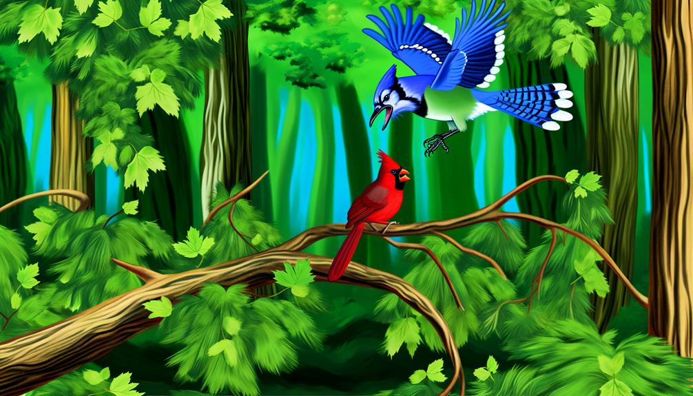 interactions between blue jays and cardinals