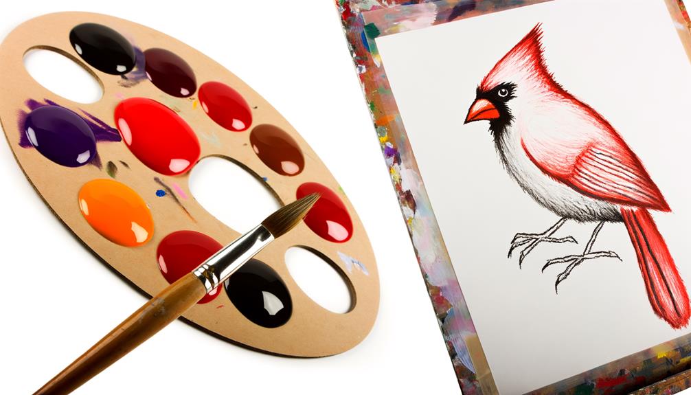 painting a red bird