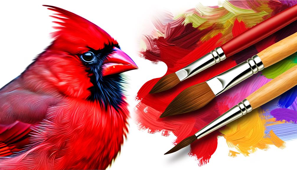 vivid cardinal feathers painting